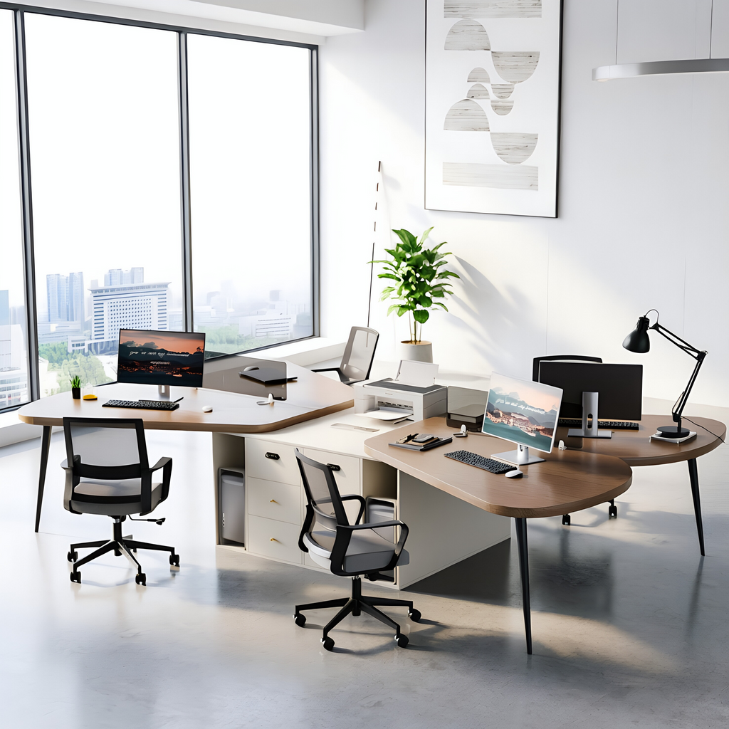 Contemporary Executive Desk with Privacy Screen