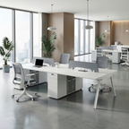 Minimalist Bench Workstation with Screen Panels