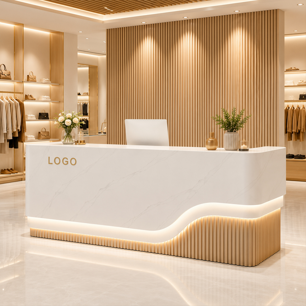 Luxury LED Curved Reception Counter