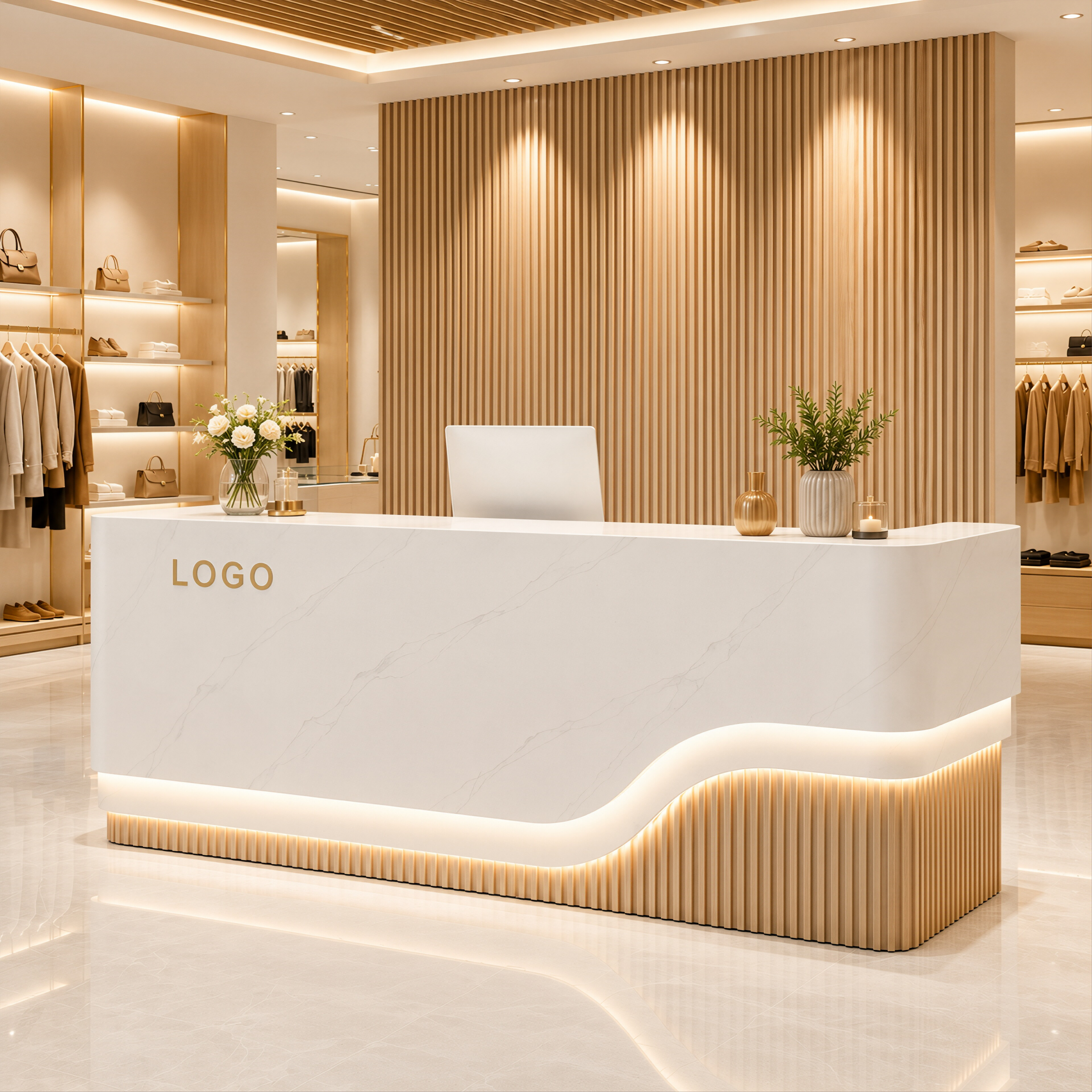 Luxury LED Curved Reception Counter