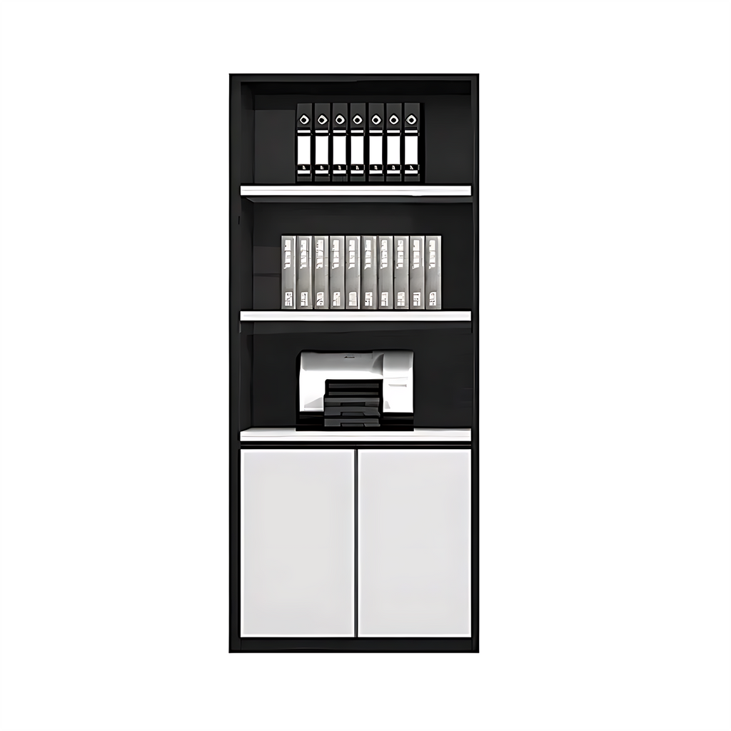 Contemporary Open-Style Storage Cabinet with White Wood Grain Finish