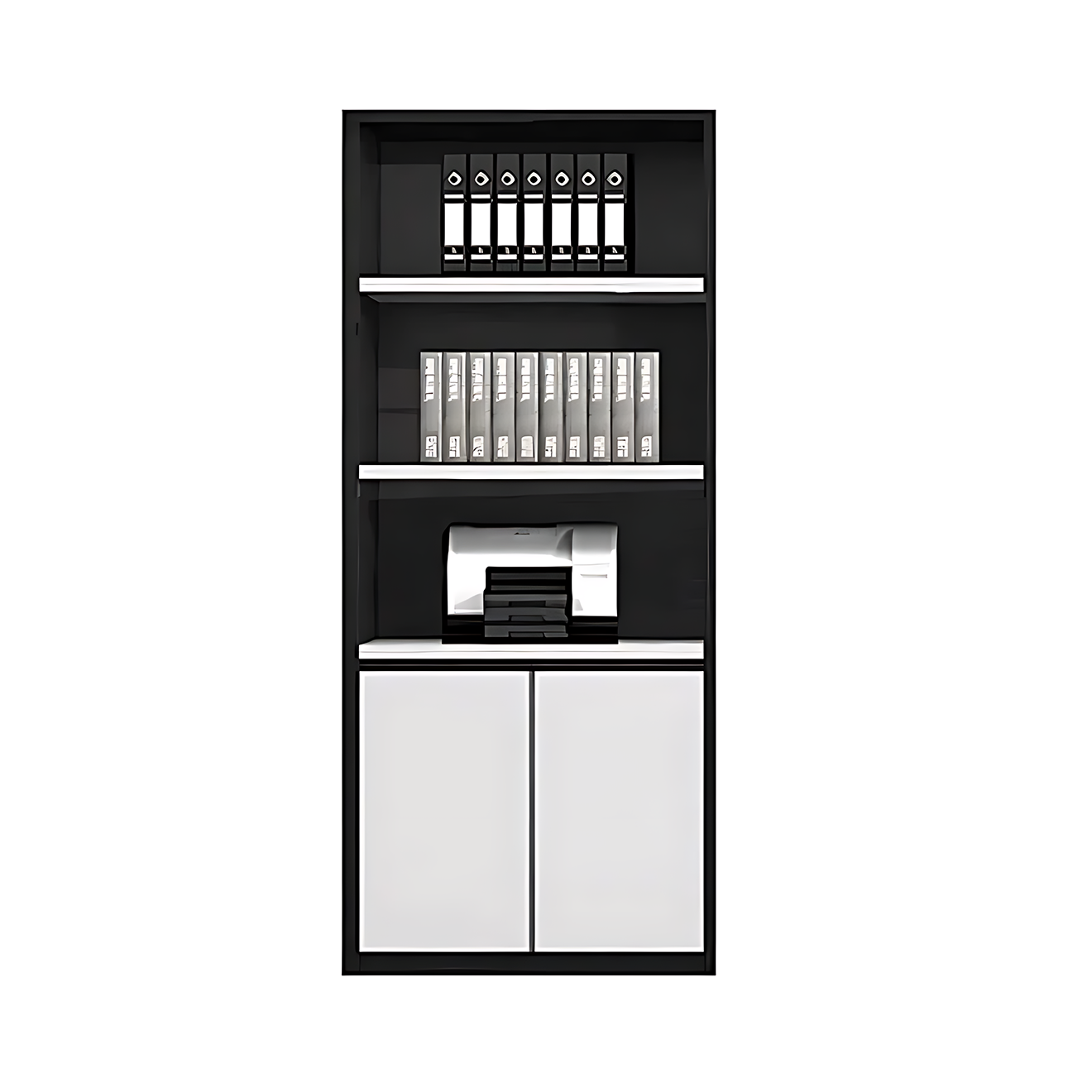 Contemporary Open-Style Storage Cabinet with White Wood Grain Finish