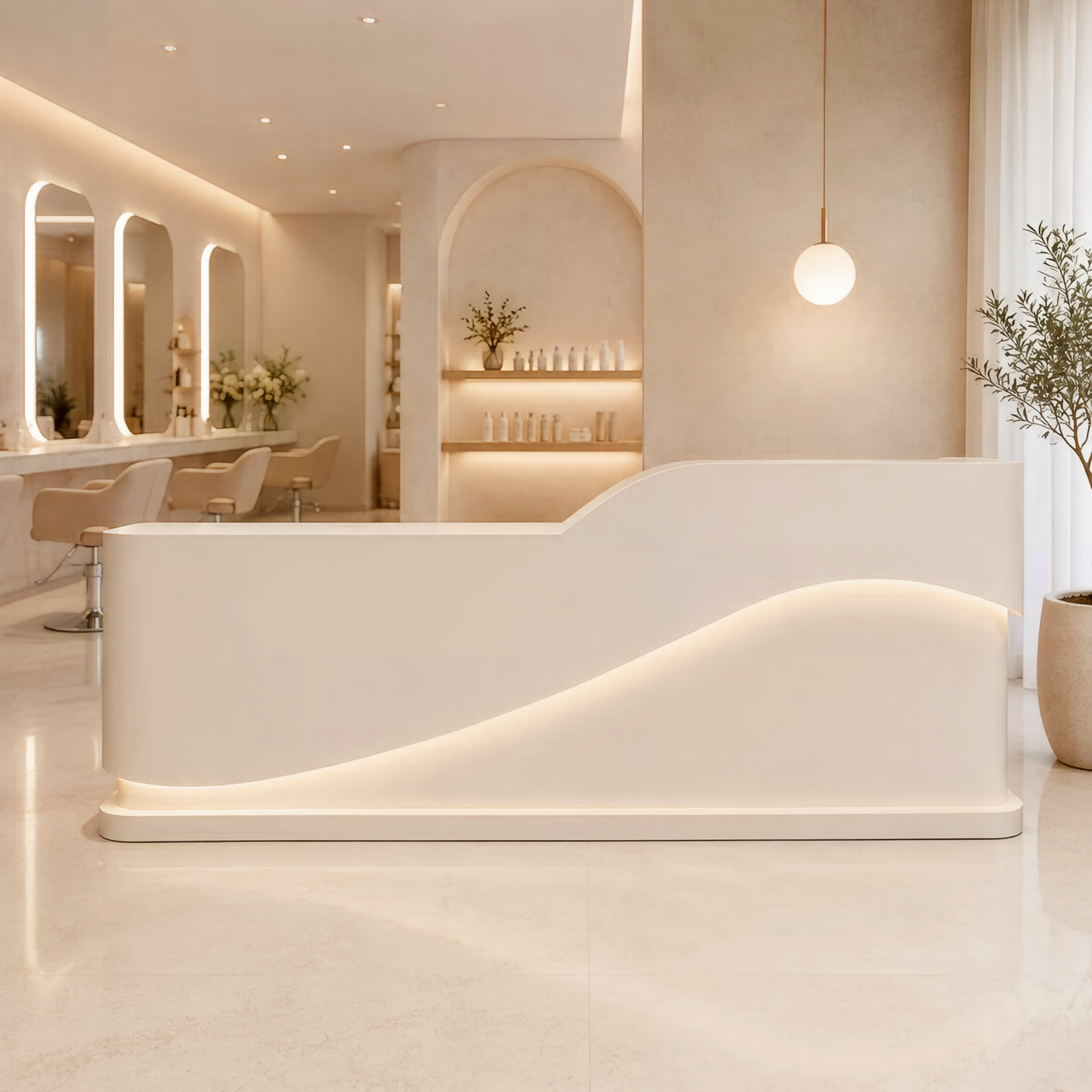 Modern Wave LED Reception Desk