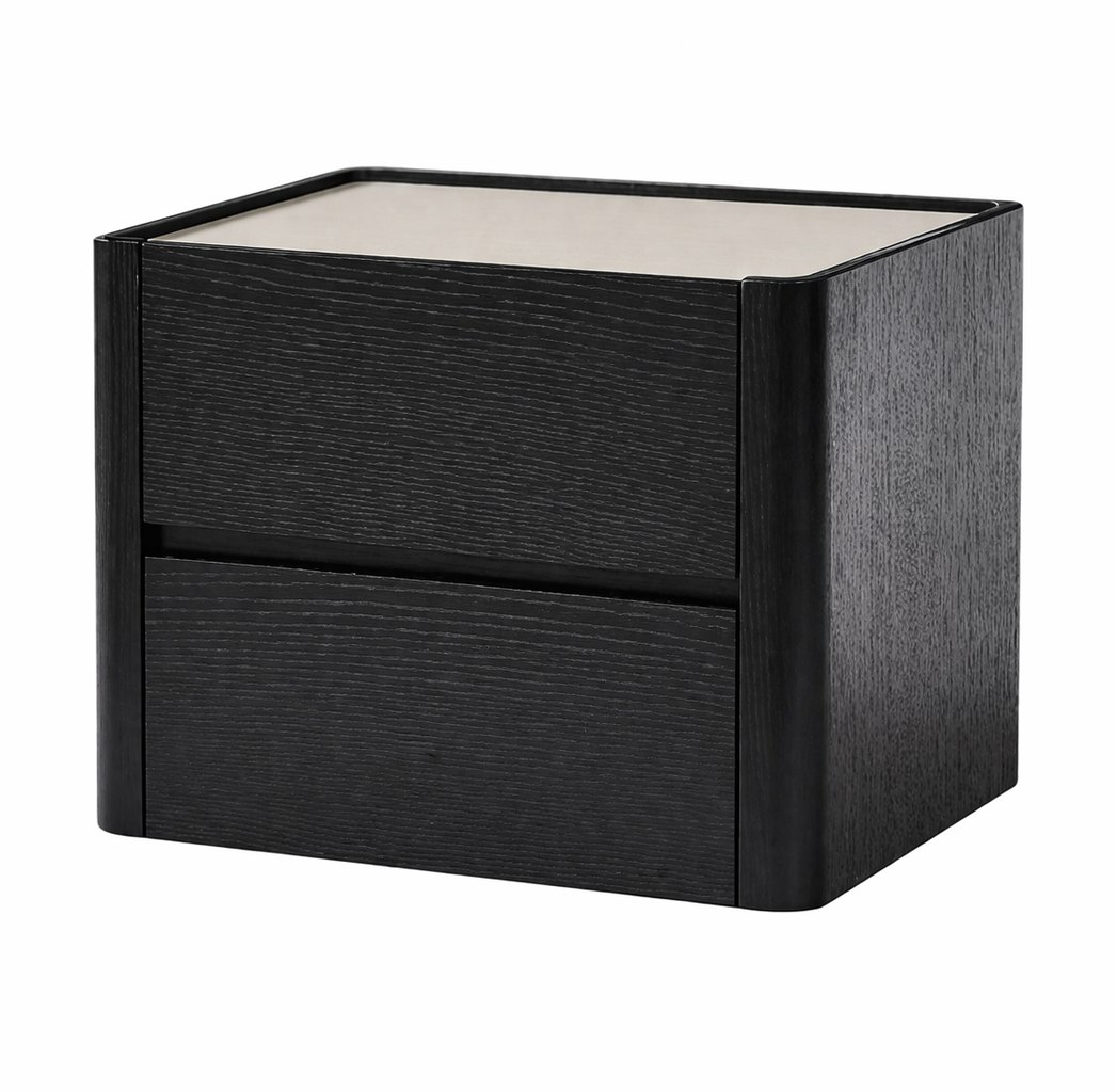 Black Timber Veneer Bedside Table