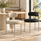 Modern Upholstered Dining Chair with Sculpted Backrest & Colour Options