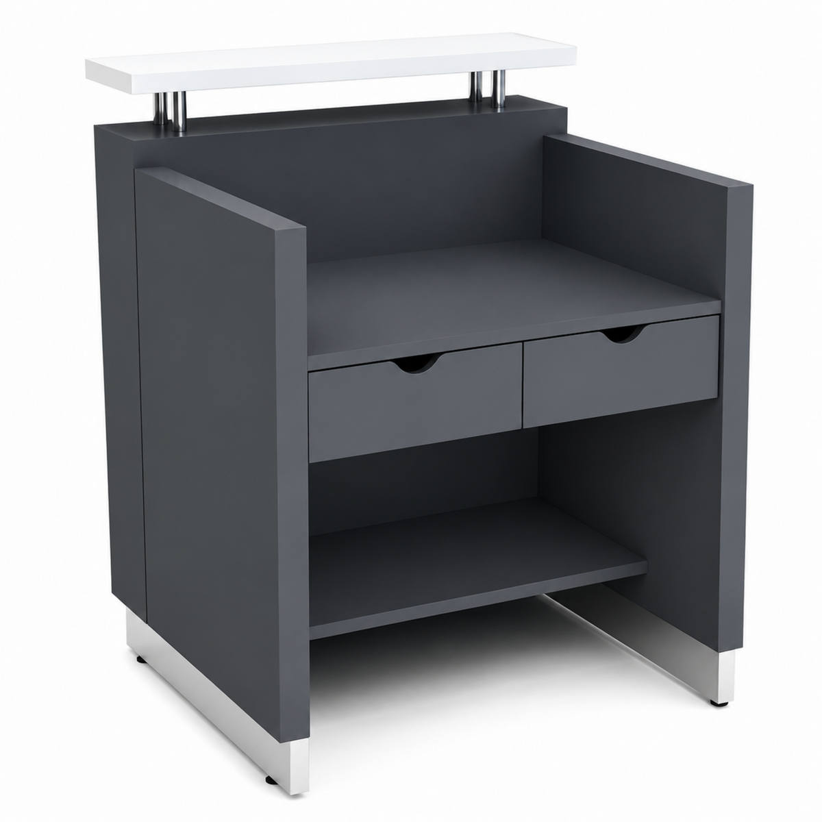 Modern Compact Reception Counter with Raised White Transaction Top
