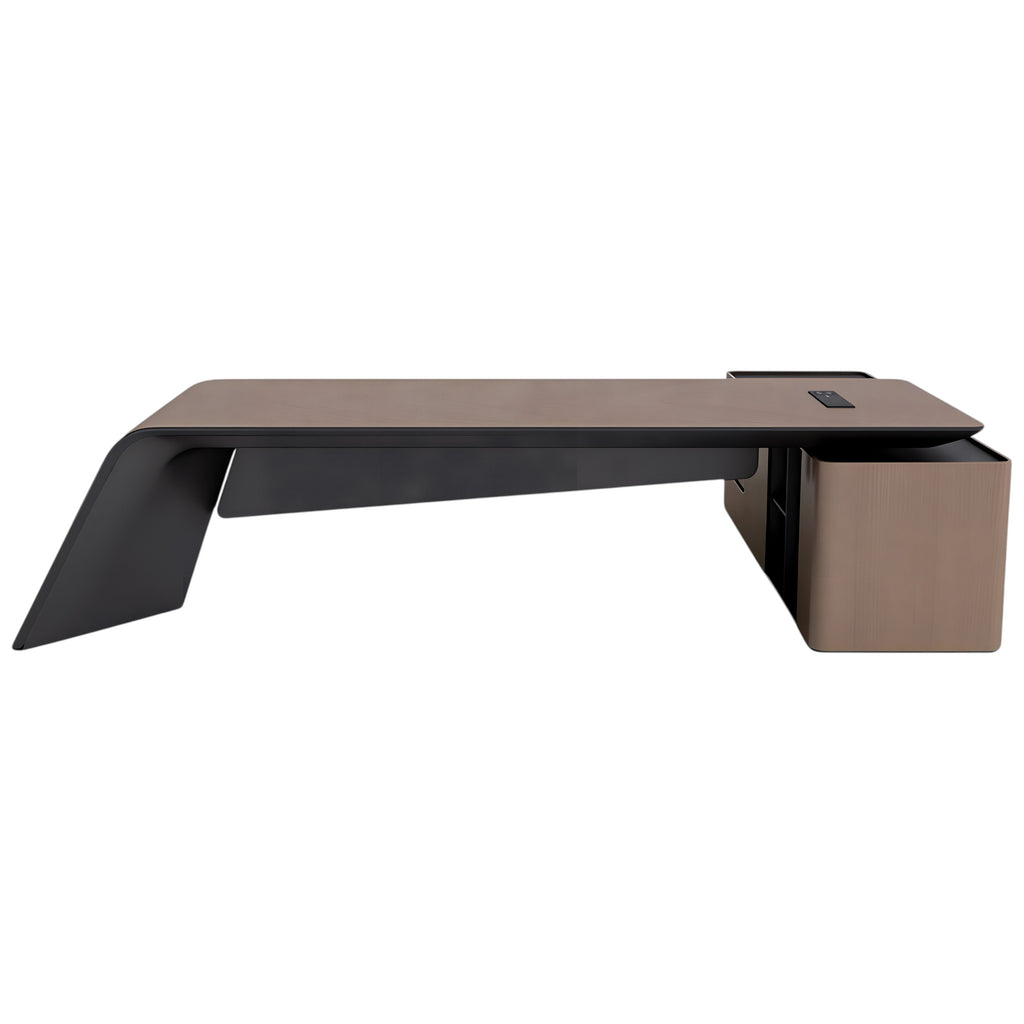 Designer Executive Desk with Sculptural Leg Panel