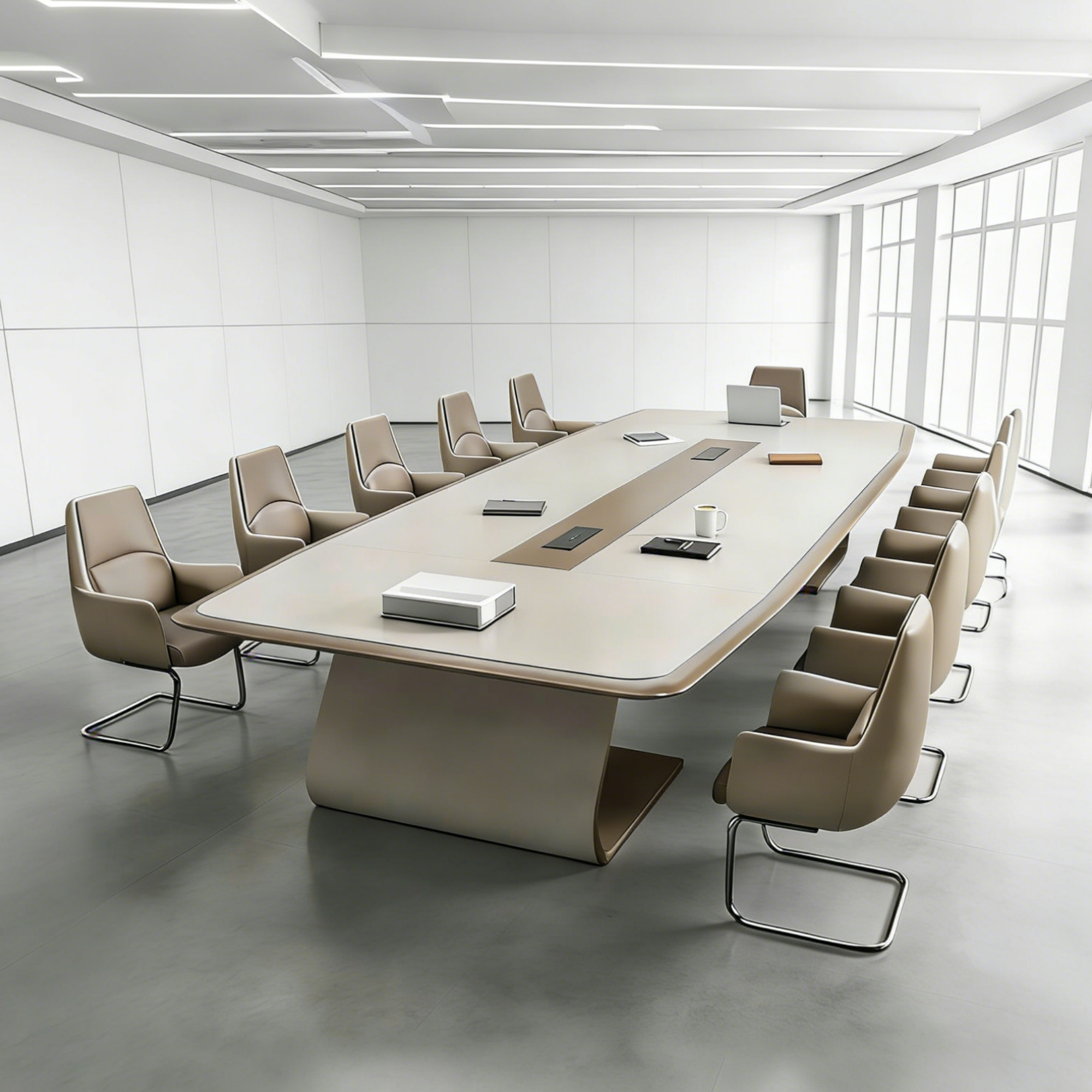 Premium Executive Conference Table with Integrated Cable Management