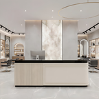 Designer Reception Desk with Panelled Curved Front
