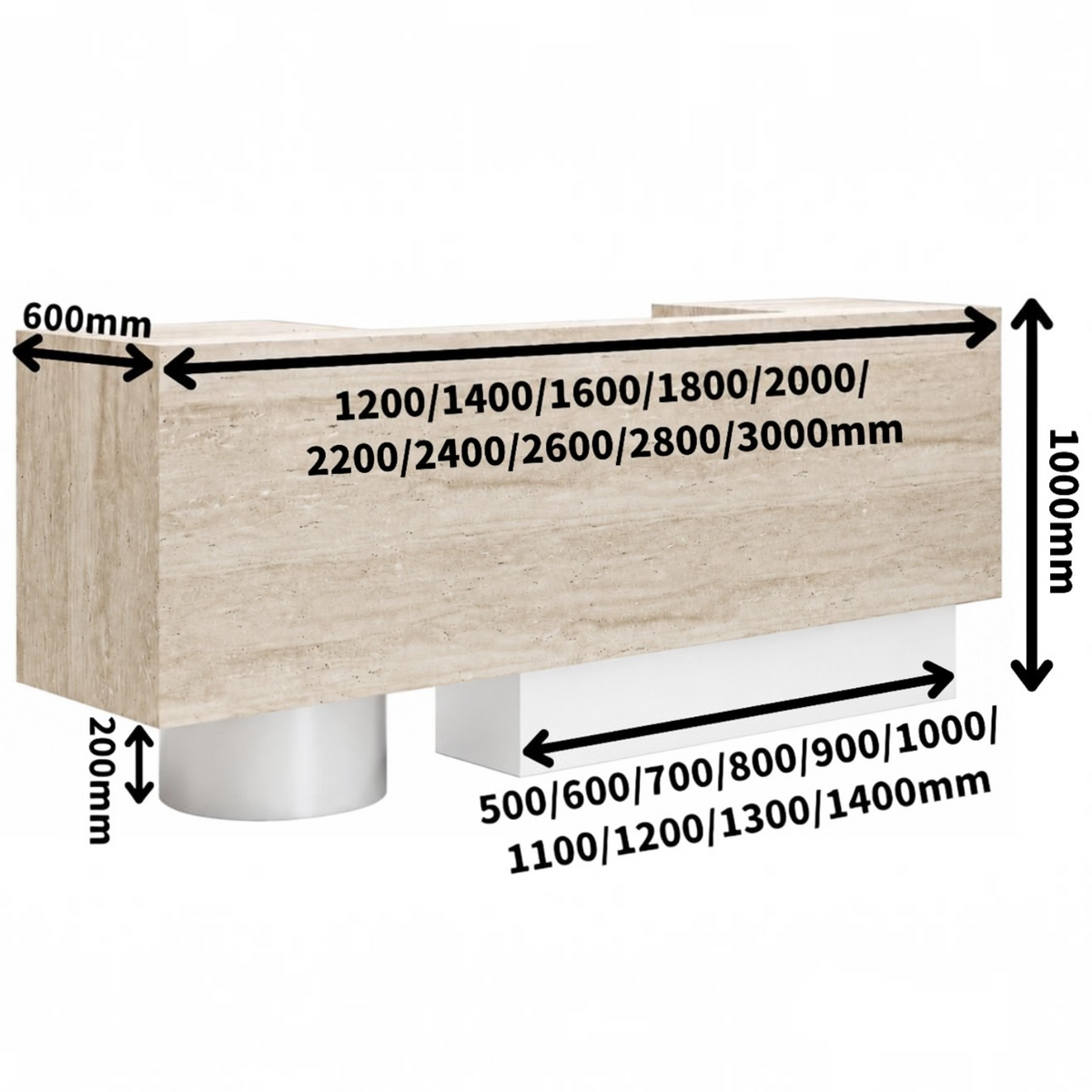 Luxury Travertine-Look Reception Counter with Modern Curved Design
