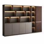 Contemporary Office Storage Wall Unit with LED Display Shelves