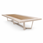 Large Two-Tone Boardroom Table with Rounded Corners and Geometric Frame