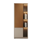 Modern Executive Office Storage Cabinet with Open Shelves and LED Display Lighting