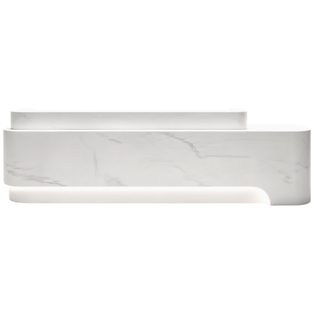Curved Commercial Reception Desk with LED Detail