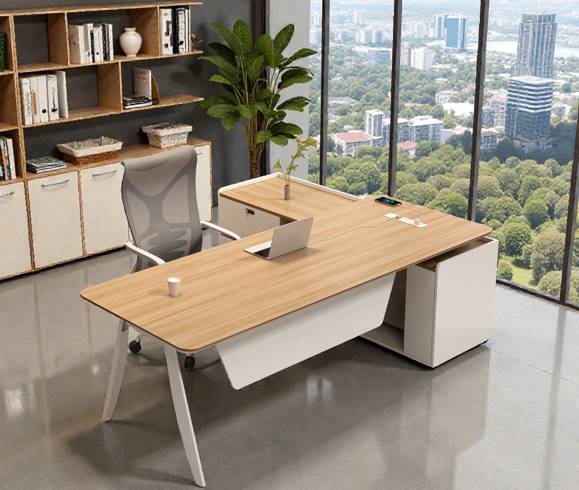 Sleek Manager Workstation with Ventilated Side Return
