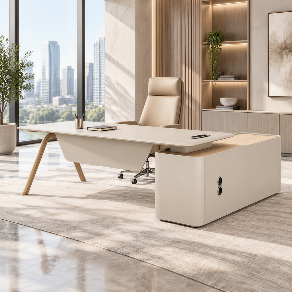 Designer L-Shaped Desk with Streamlined Storage