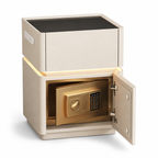 Contemporary Bedside Table with Safe, Wireless Charger and USB