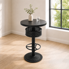 Modern Bar Table with Basket Storage and Foot Rail