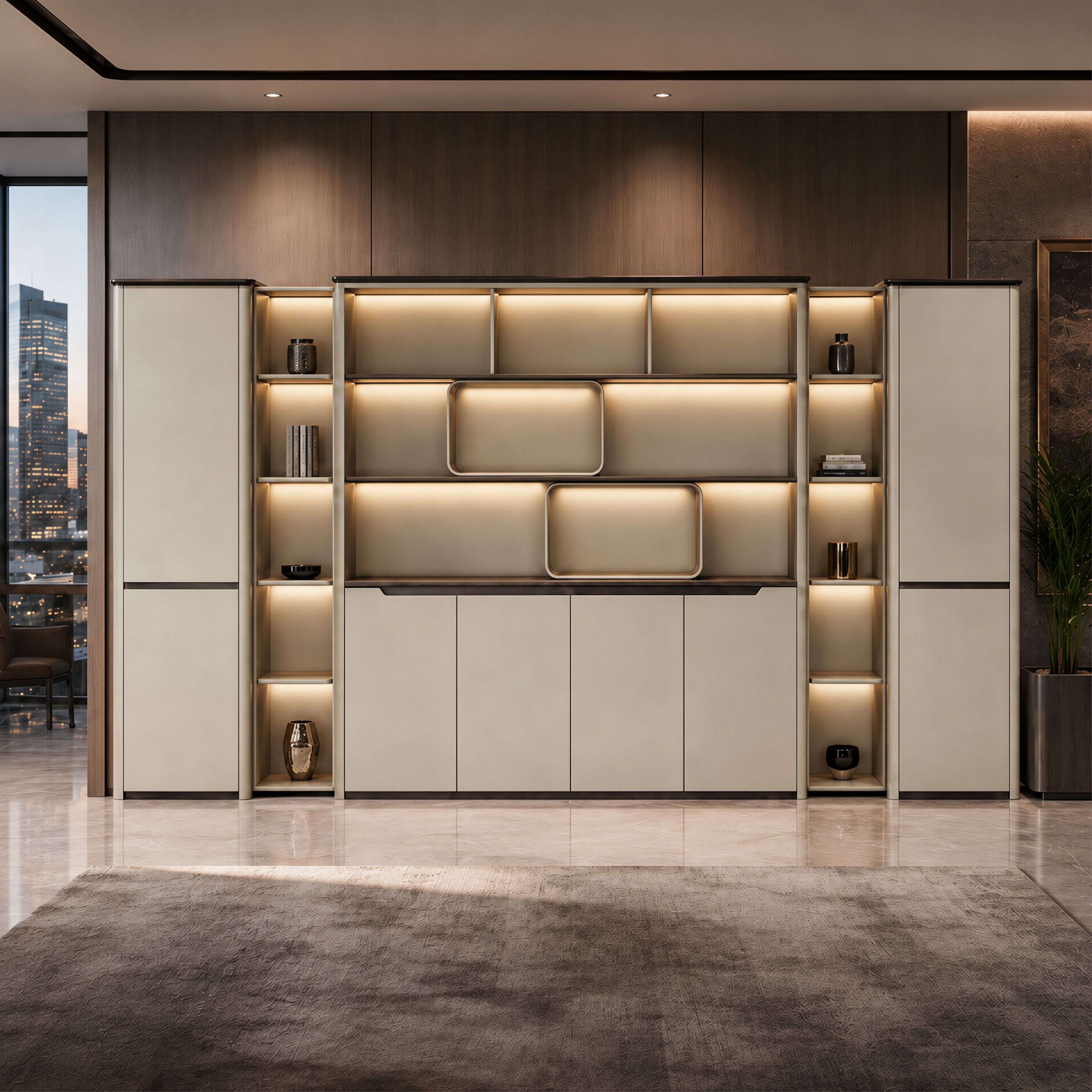 Prestige Illuminated Office Storage Wall