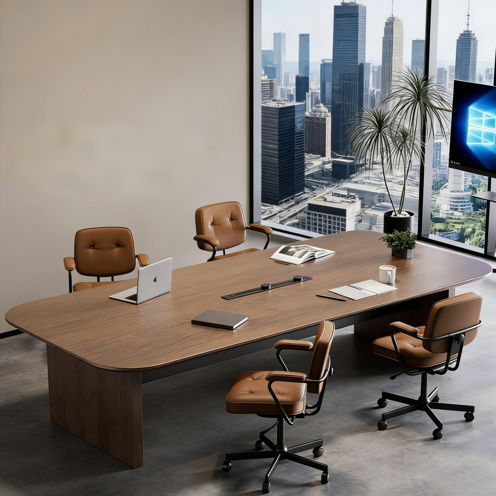 Contemporary Boardroom Table with Soft Radius Edges