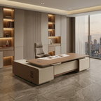Modern Executive Office Desk with Side Cabinet and Premium Manager Workspace Design