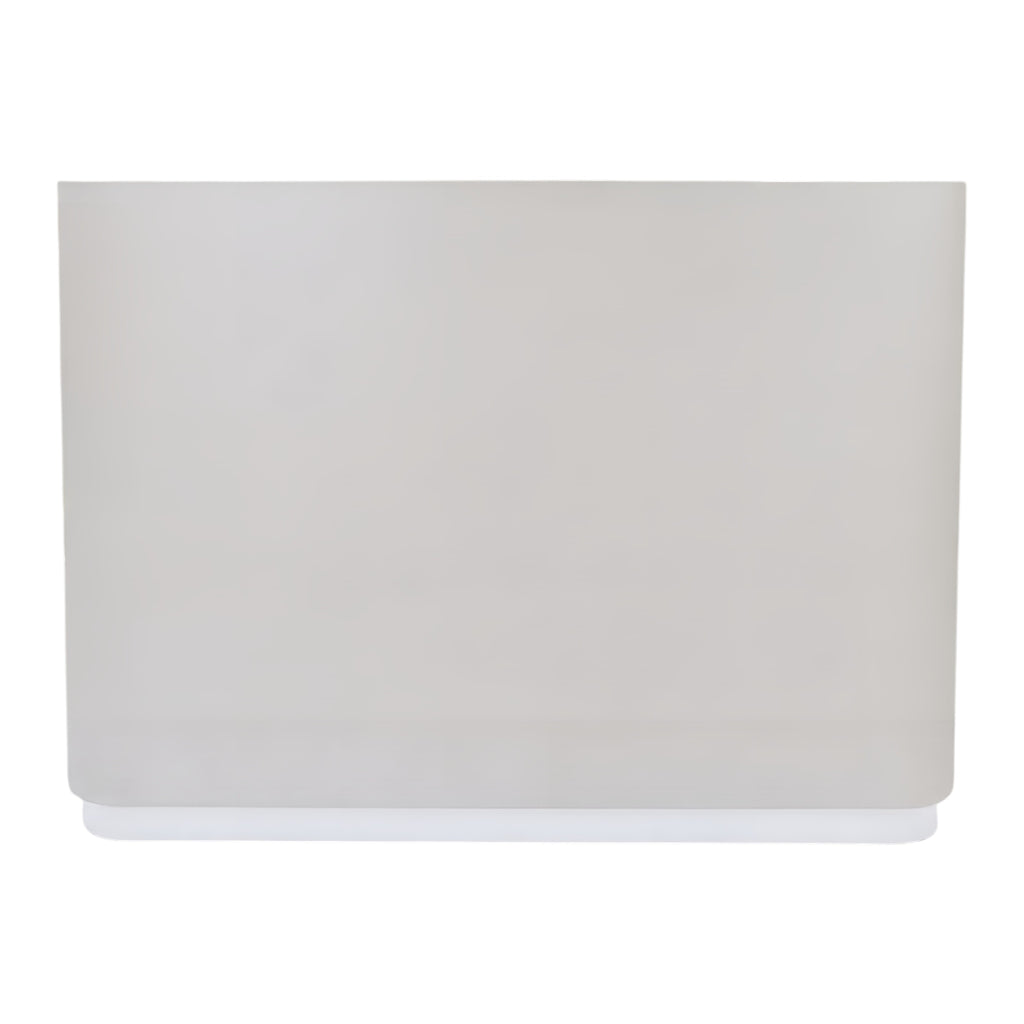 Modern Curved Reception Counter with Integrated Base LED Lighting and Minimalist White Finish