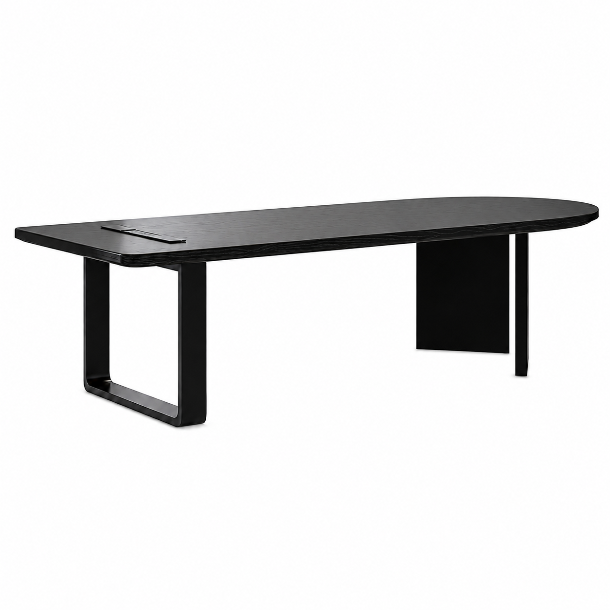 Semi-Circular Executive Meeting Table with Solid Timber and Built-In Power Access