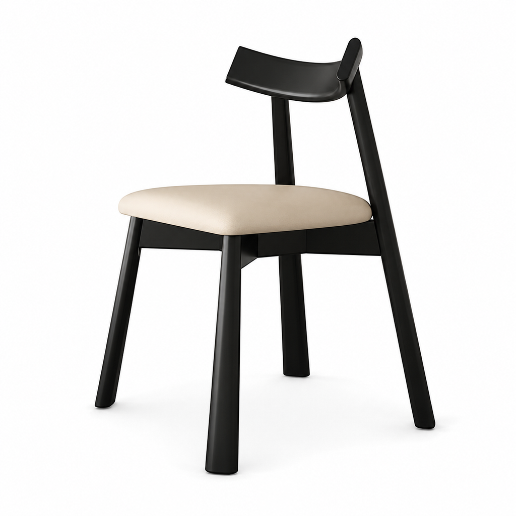 Modern Solid Wood Dining Chair with Ergonomic Backrest