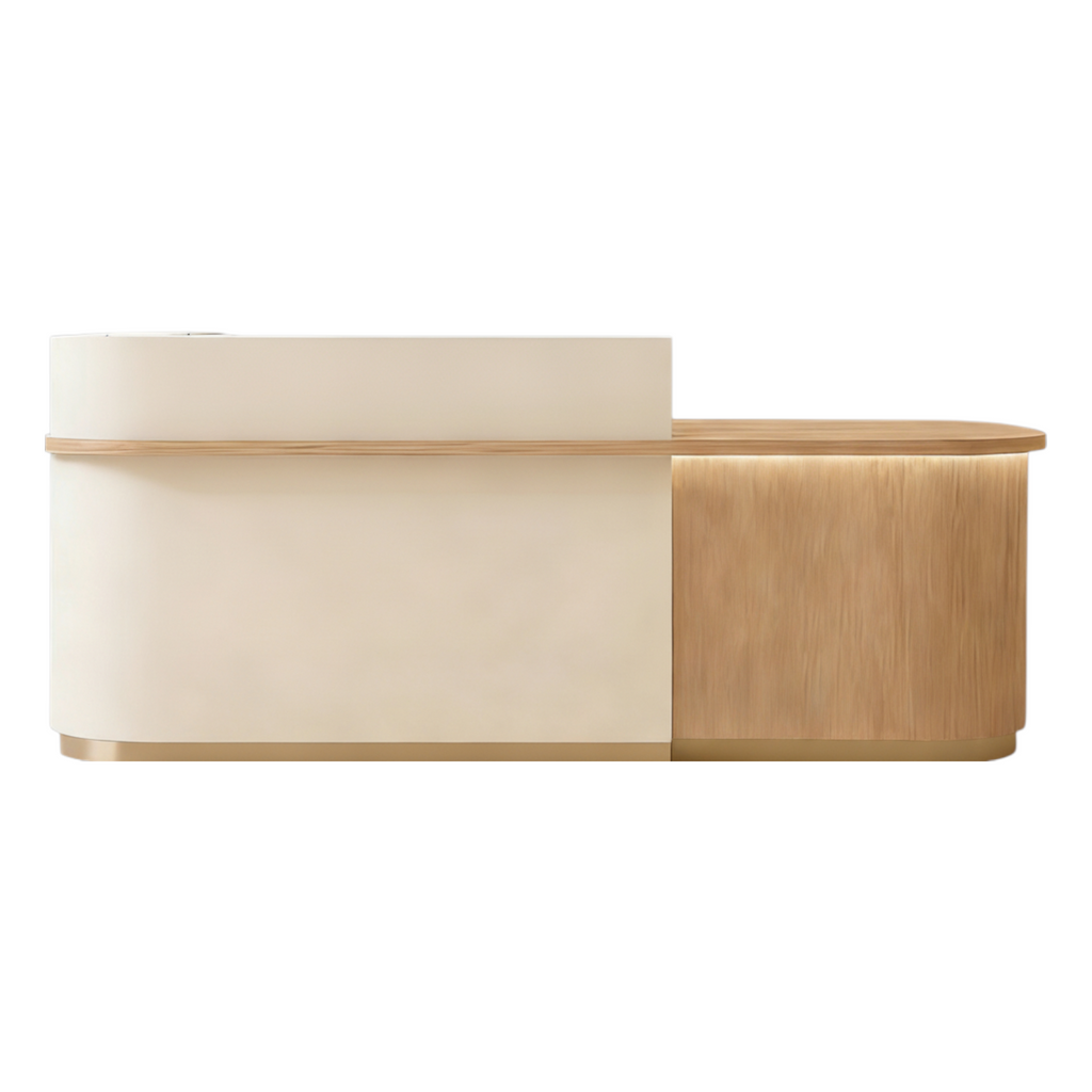 Soft-Tone Timber Reception Counter for Beauty and Wellness