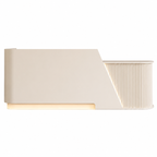 Modern Curved Fluted Reception Desk with LED Lighting and Custom Logo