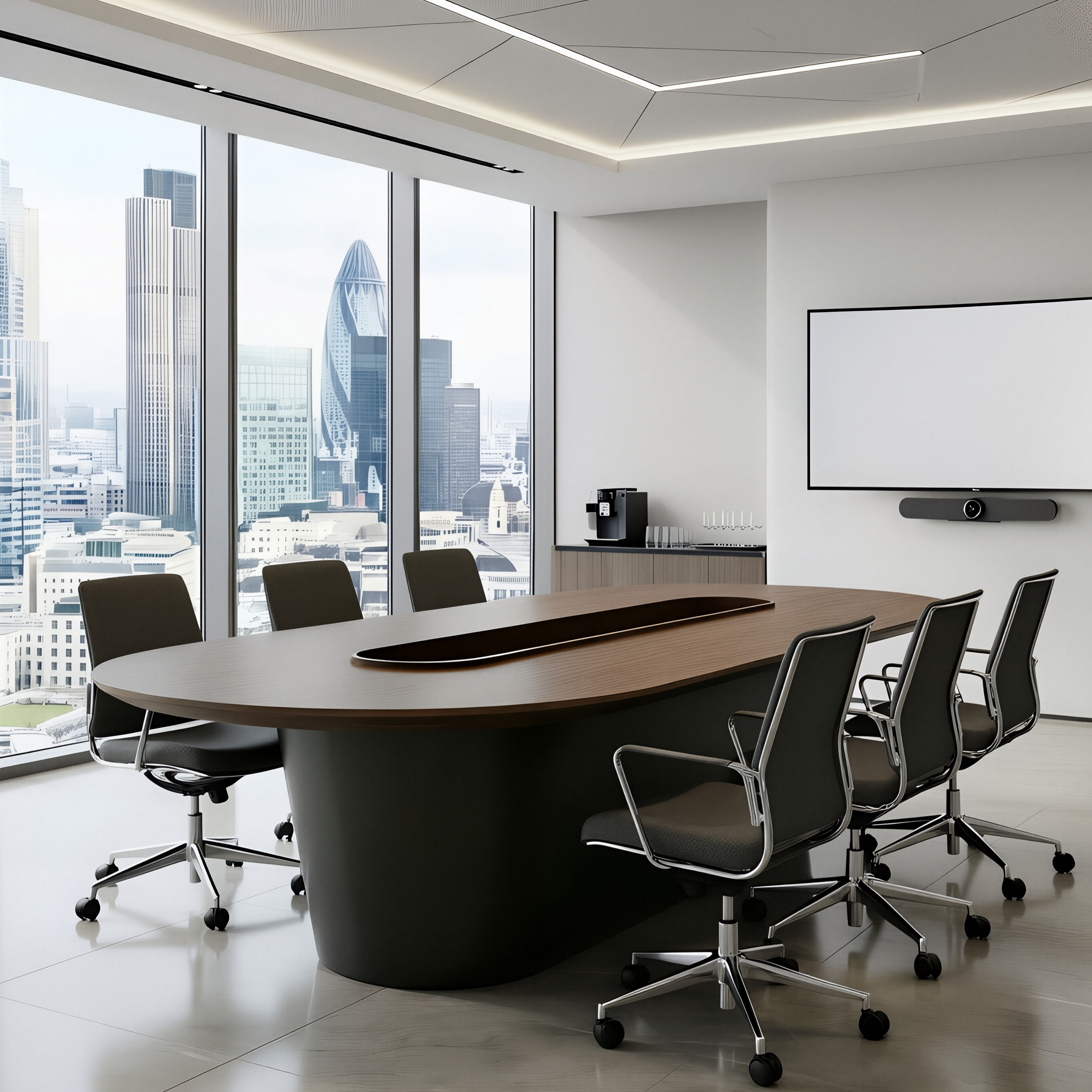 Executive Boardroom Table with Integrated Utility Channel