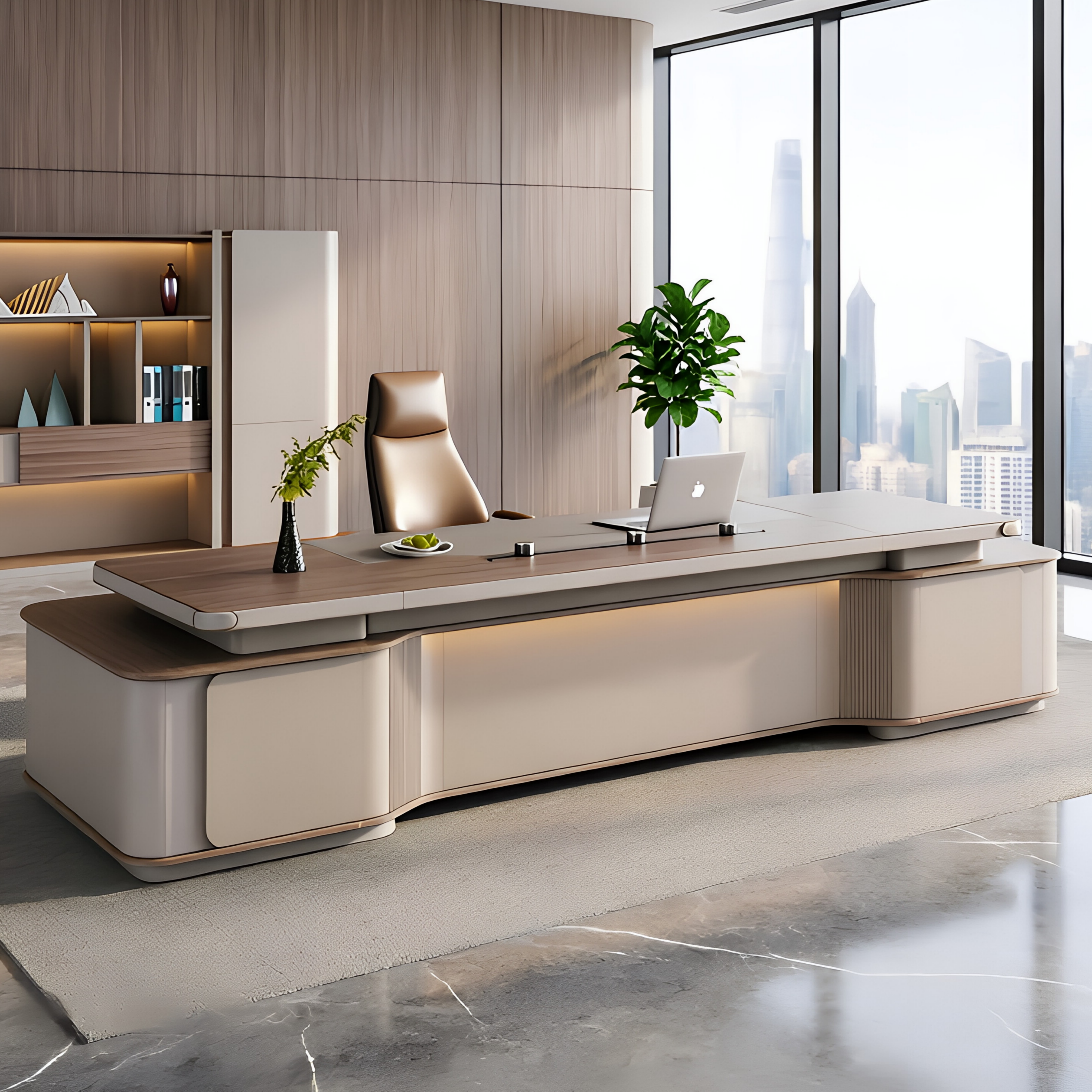 Designer Executive Desk with Rounded Edge Detail