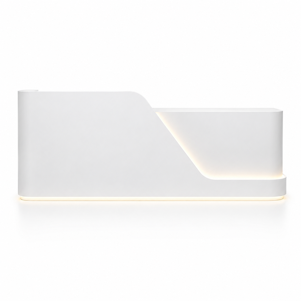 Modern LED Reception Counter with Rounded Corner Design