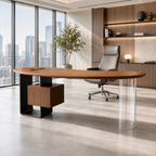 Cashew Executive Desk with Acrylic Leg Design