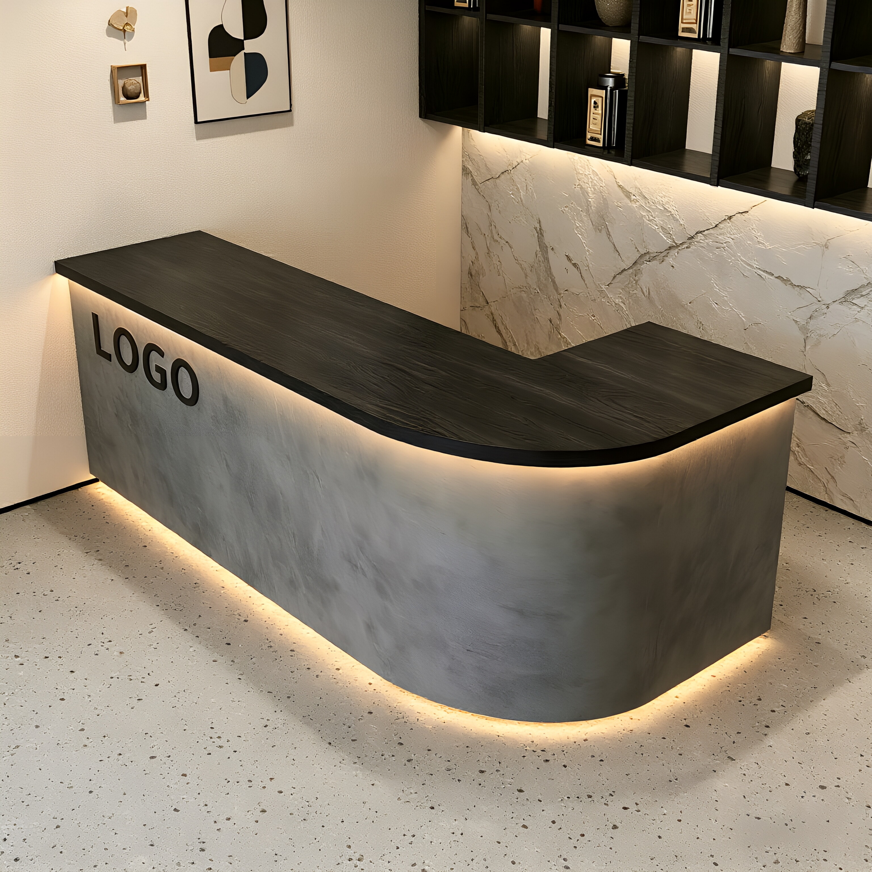 Sleek Reception Counter with Radius Profile