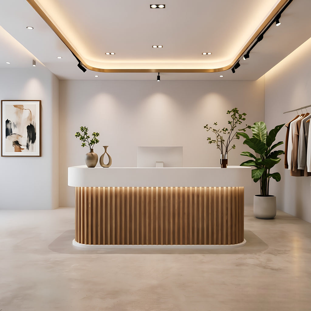 Minimalist Reception Counter with Rounded Profile