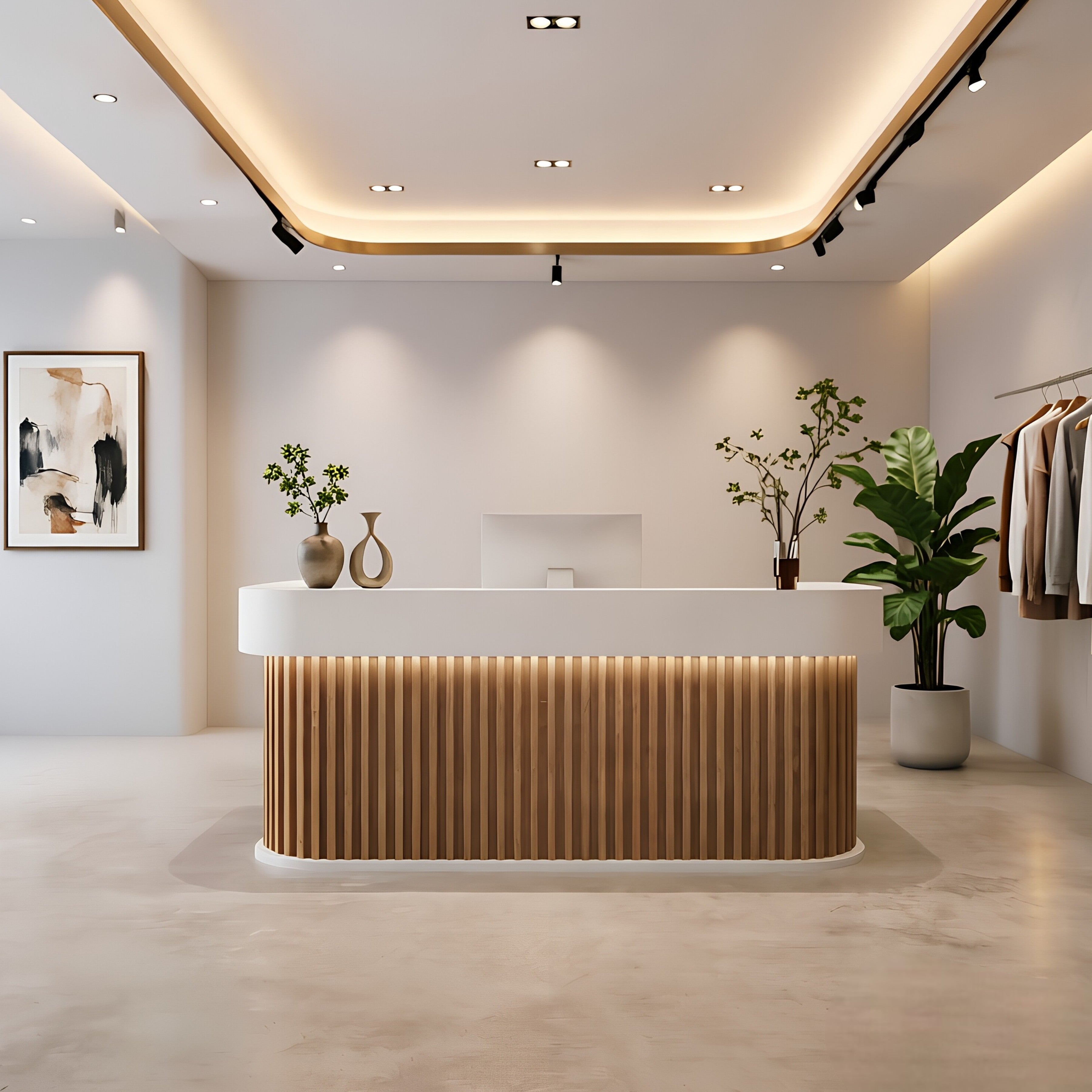 Minimalist Reception Counter with Rounded Profile