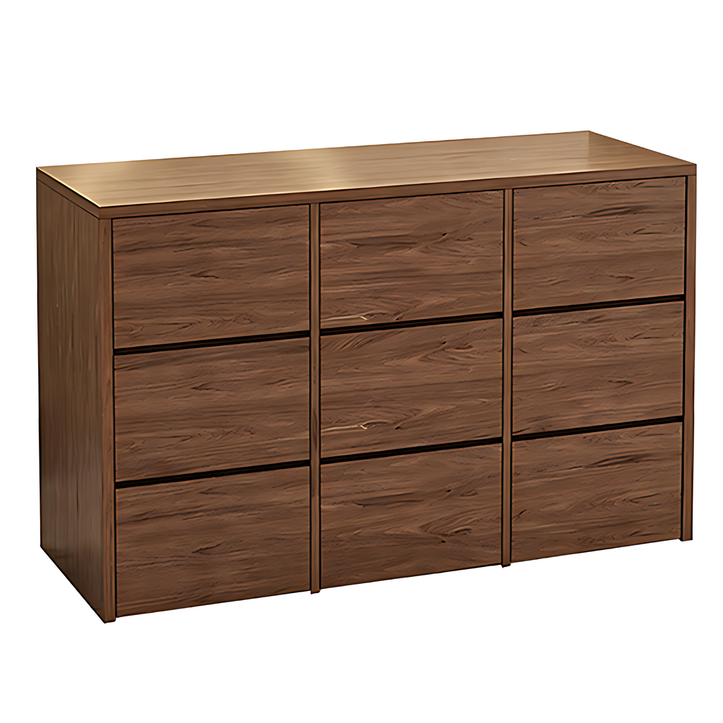 Walnut Boutique Reception Counter with Deep Drawers