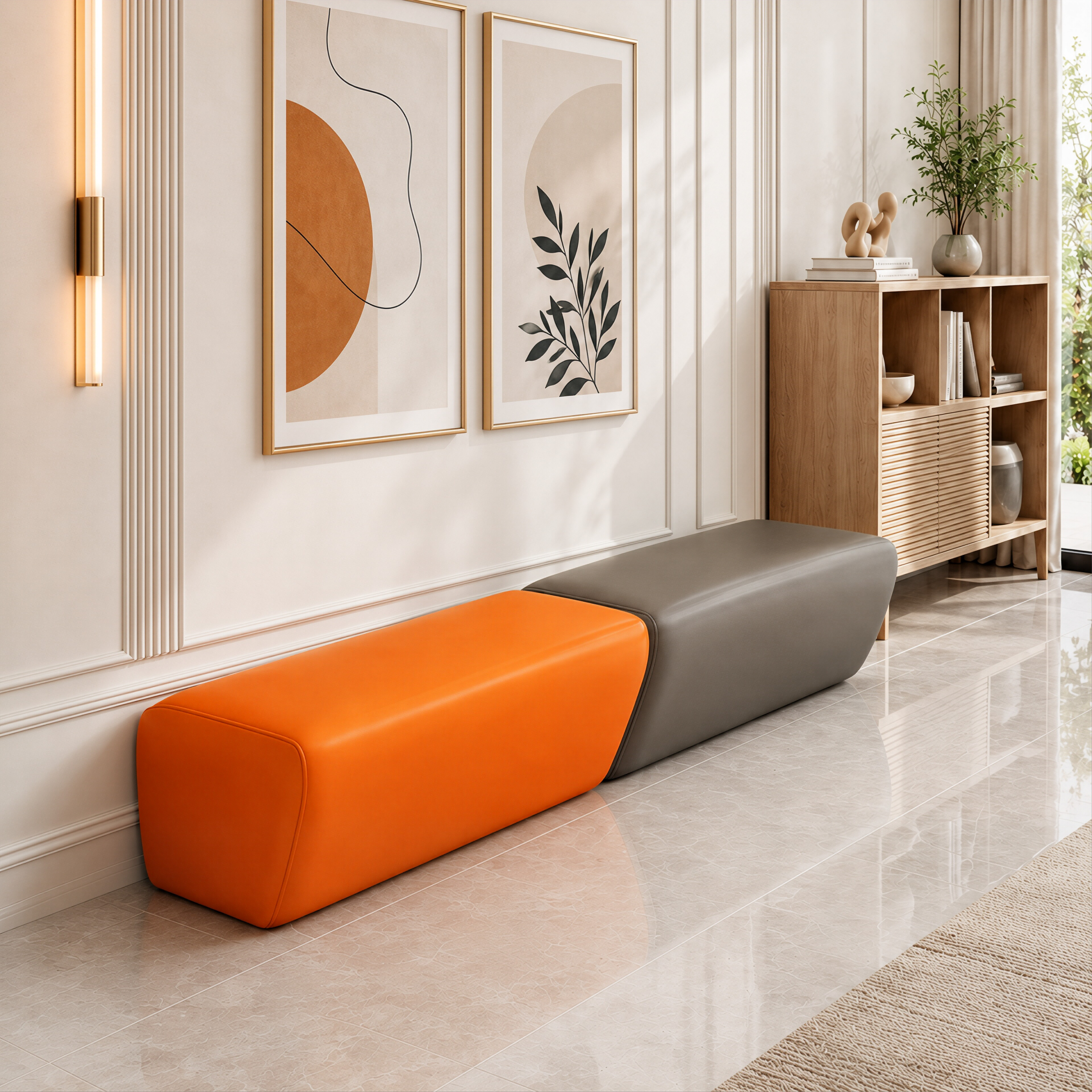 Contemporary Upholstered Bench for Commercial Spaces