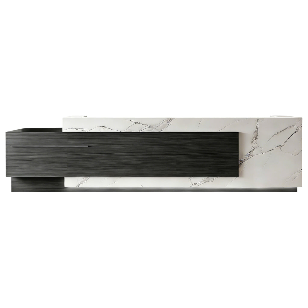 Corporate Reception Counter with Timber Inlay and LED Glow
