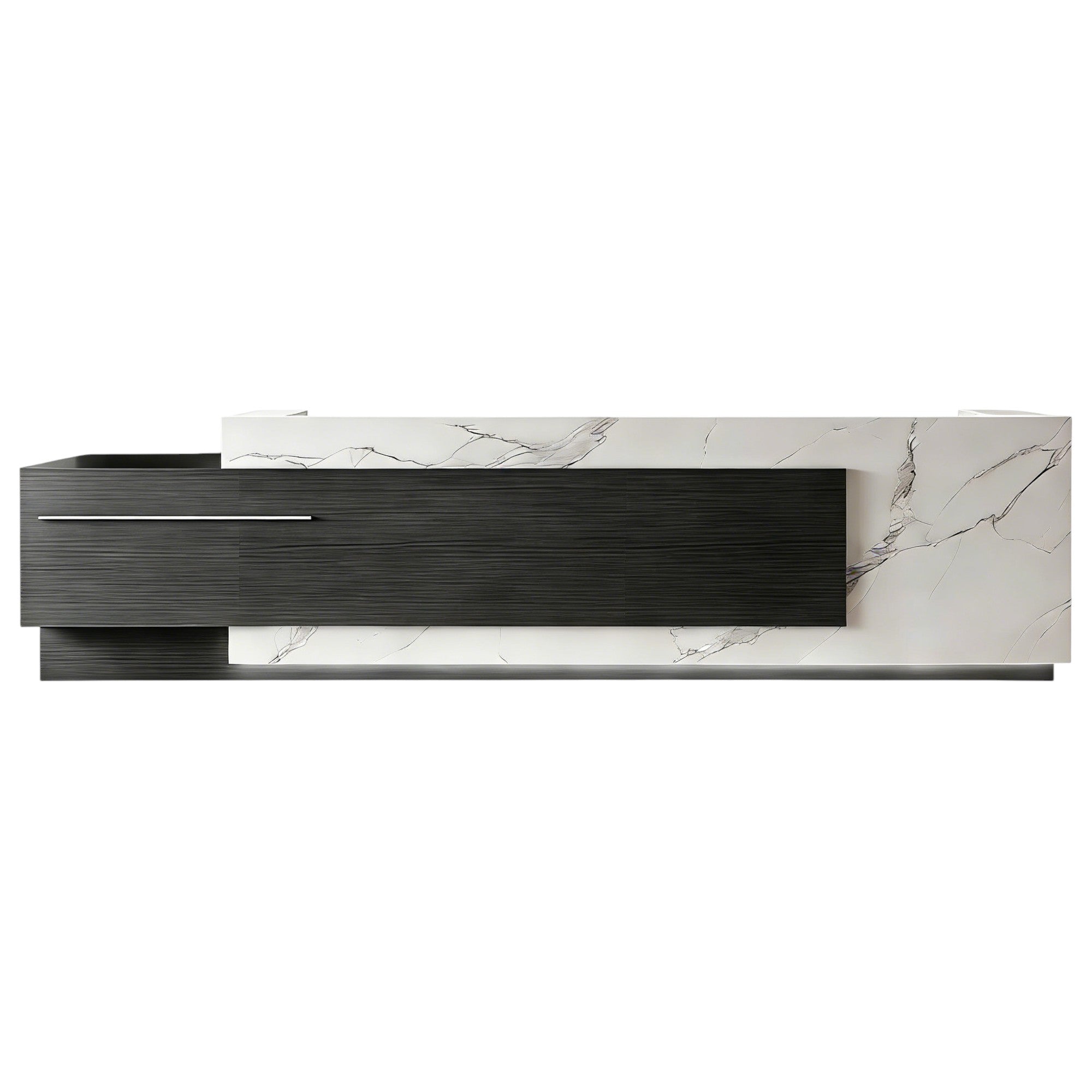 Corporate Reception Counter with Timber Inlay and LED Glow