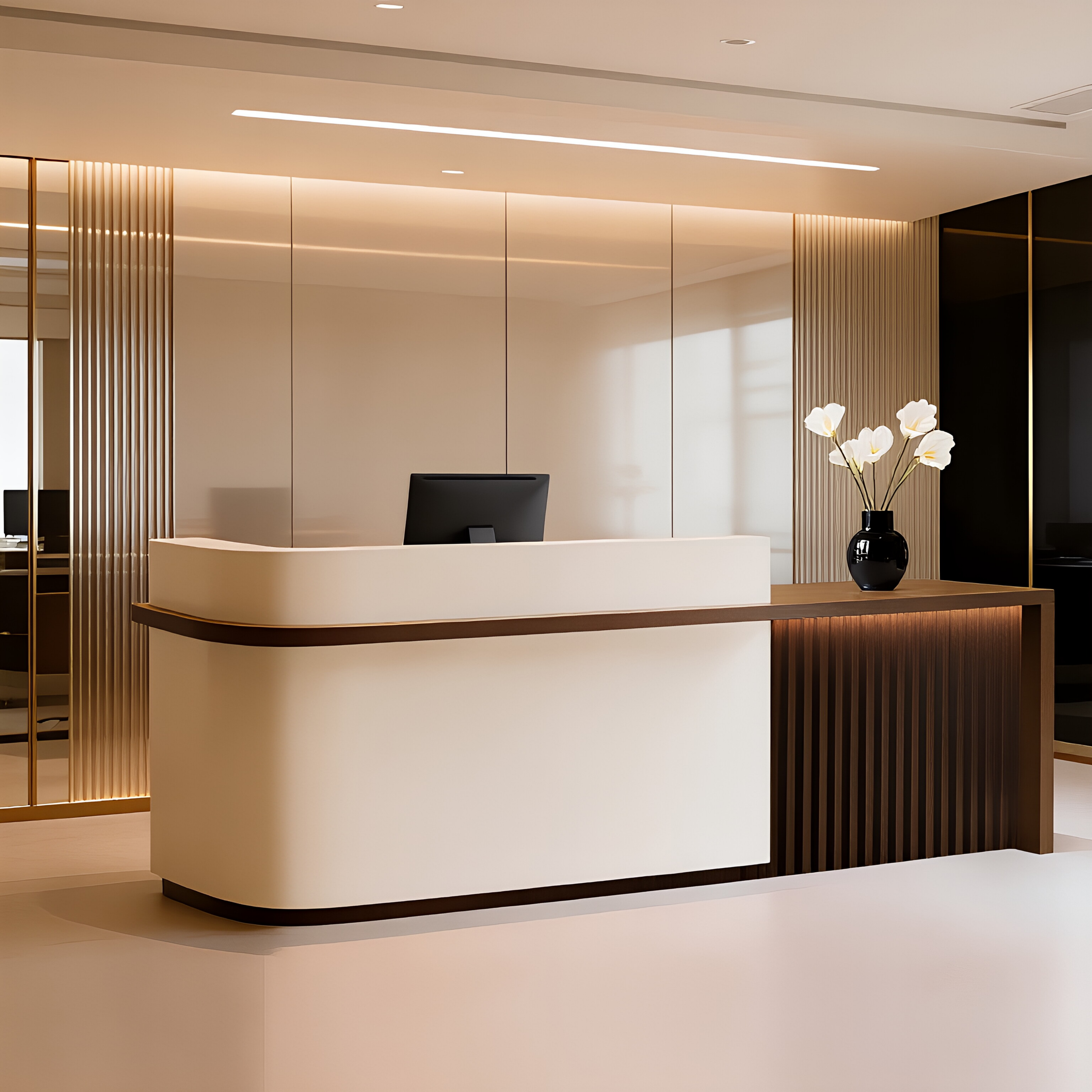 Premium Salon Reception Desk with LED Side Panel