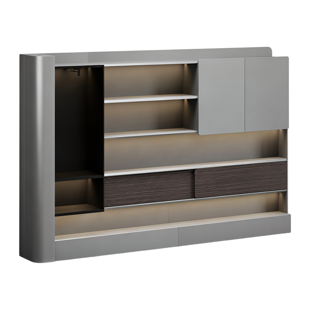 Executive Wall Cabinet with Display Shelves