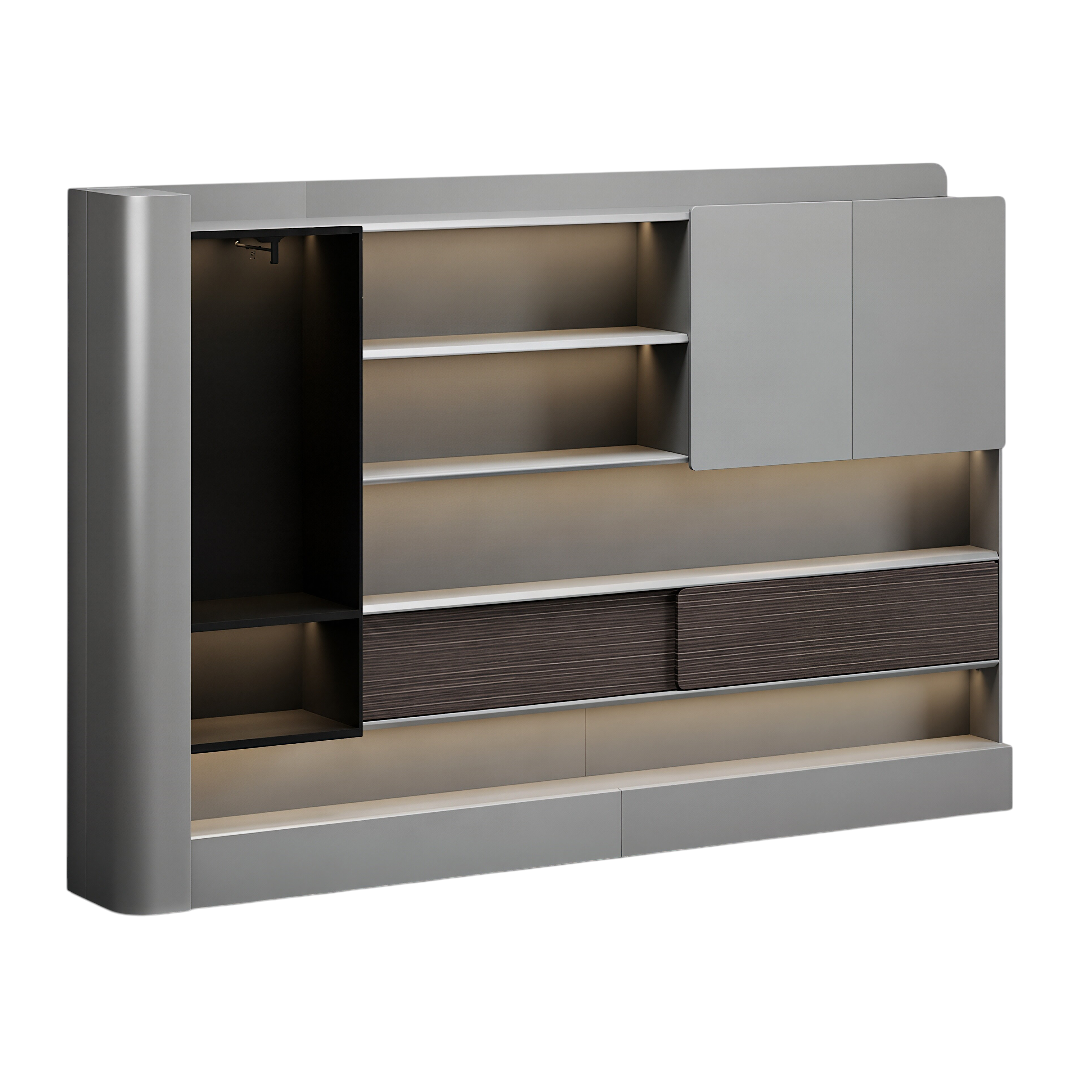 Executive Wall Cabinet with Display Shelves