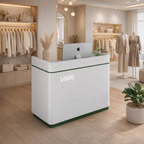 Minimalist Compact Reception Desk with Curved Corners and High-Gloss Finish for Boutique Offices