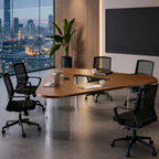 Modern Triangular Conference Table with Acrylic Base