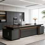 Luxury Executive Desk with Ribbed Privacy Panel