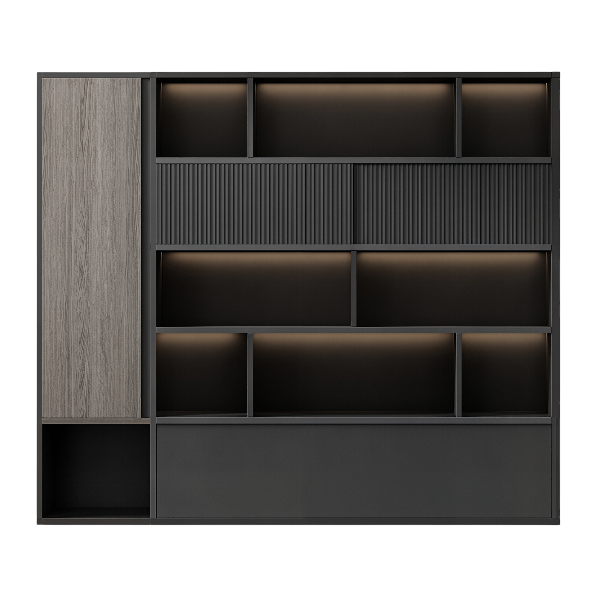 Modern Filing Cabinet with Open Display Shelves