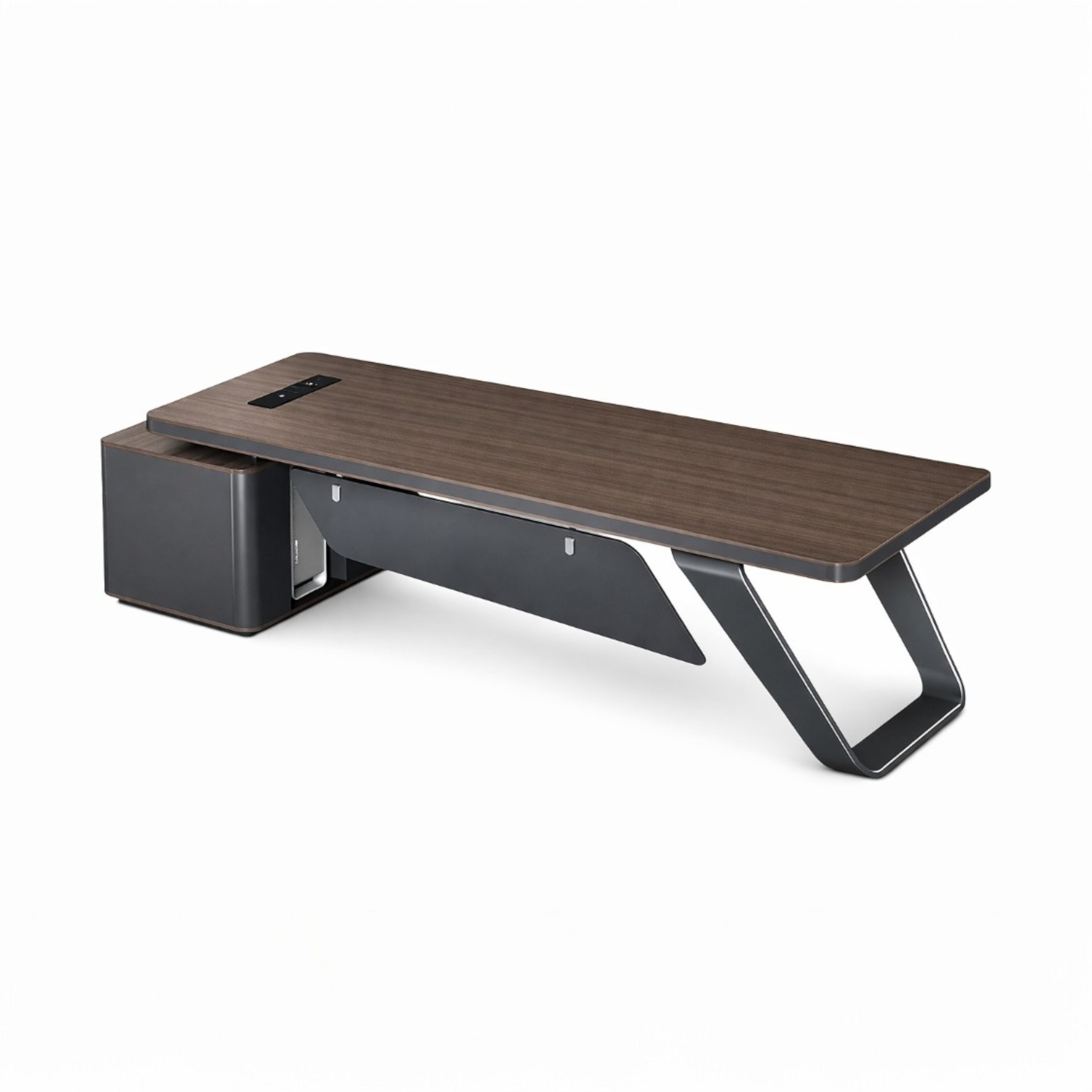 Premium Modern Executive Desk with Walnut Grain and Dual Colour Accents