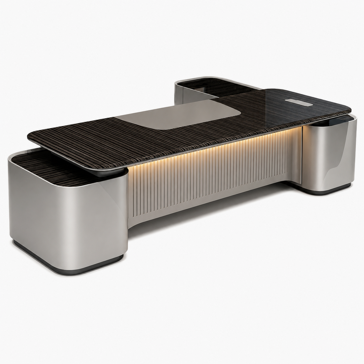 Modern Executive Office Desk with Integrated Storage, LED Lighting and Cable Management